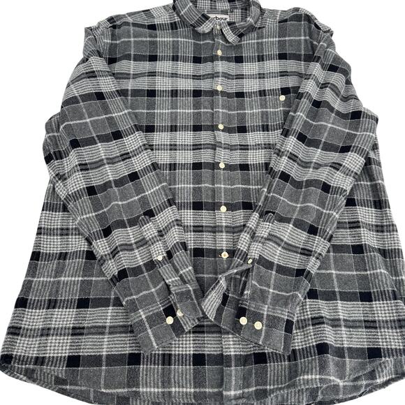 Barbour Plaid Pattern Tailored Fit Button Down Shirt Gray Black Size‎ XXL - Picture 1 of 8